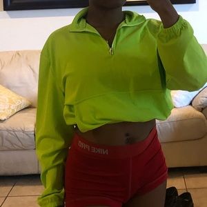 Neon green crop top pullover